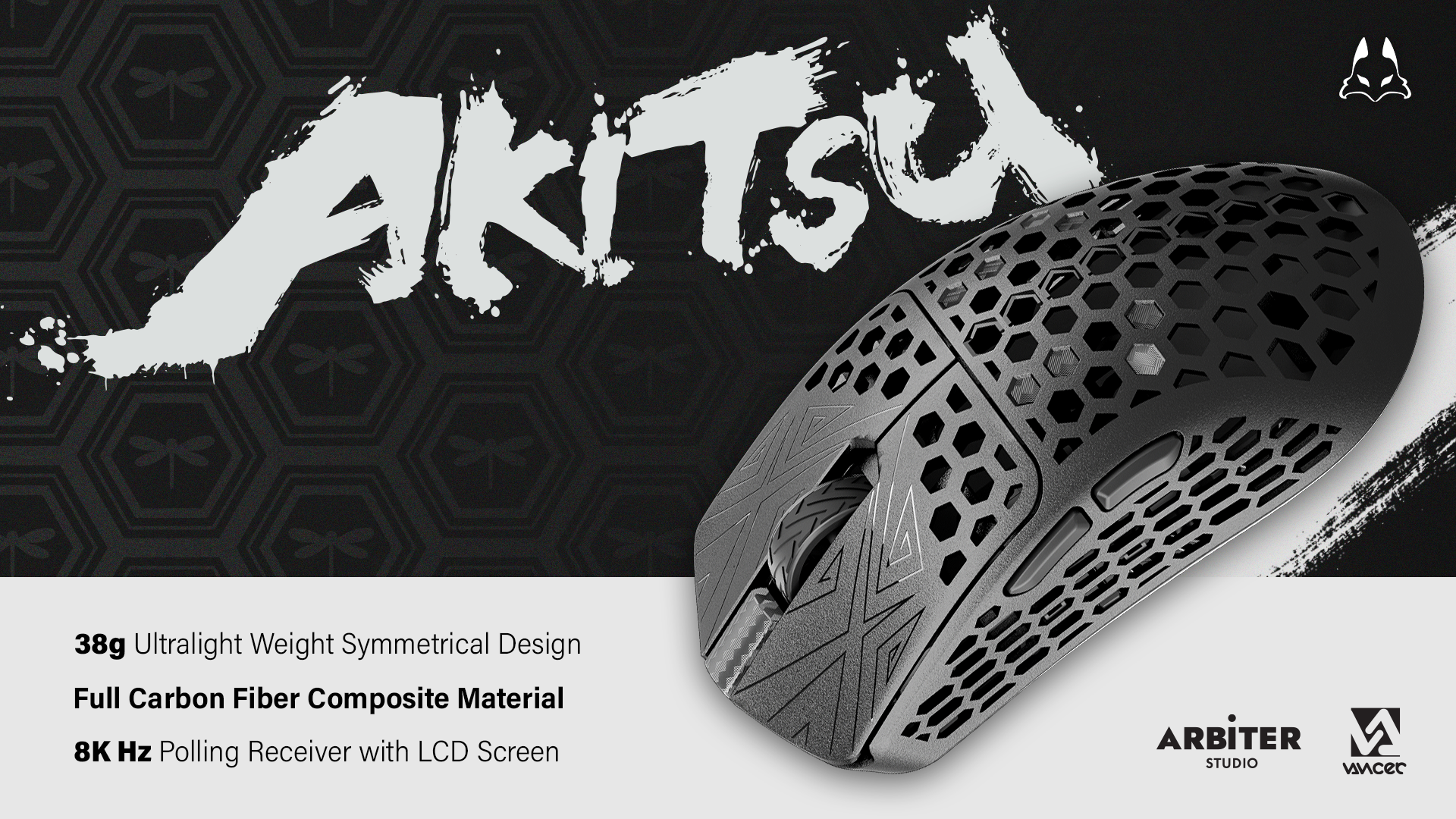 TENKO - AKITSU 38g Carbon Fiber 8K Wireless Gaming Mouse